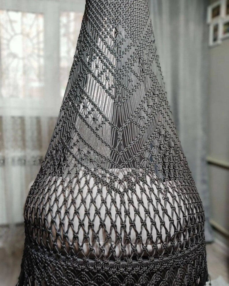 Dark Grey Macrame Swing For Adults 40 inches - Leechoo